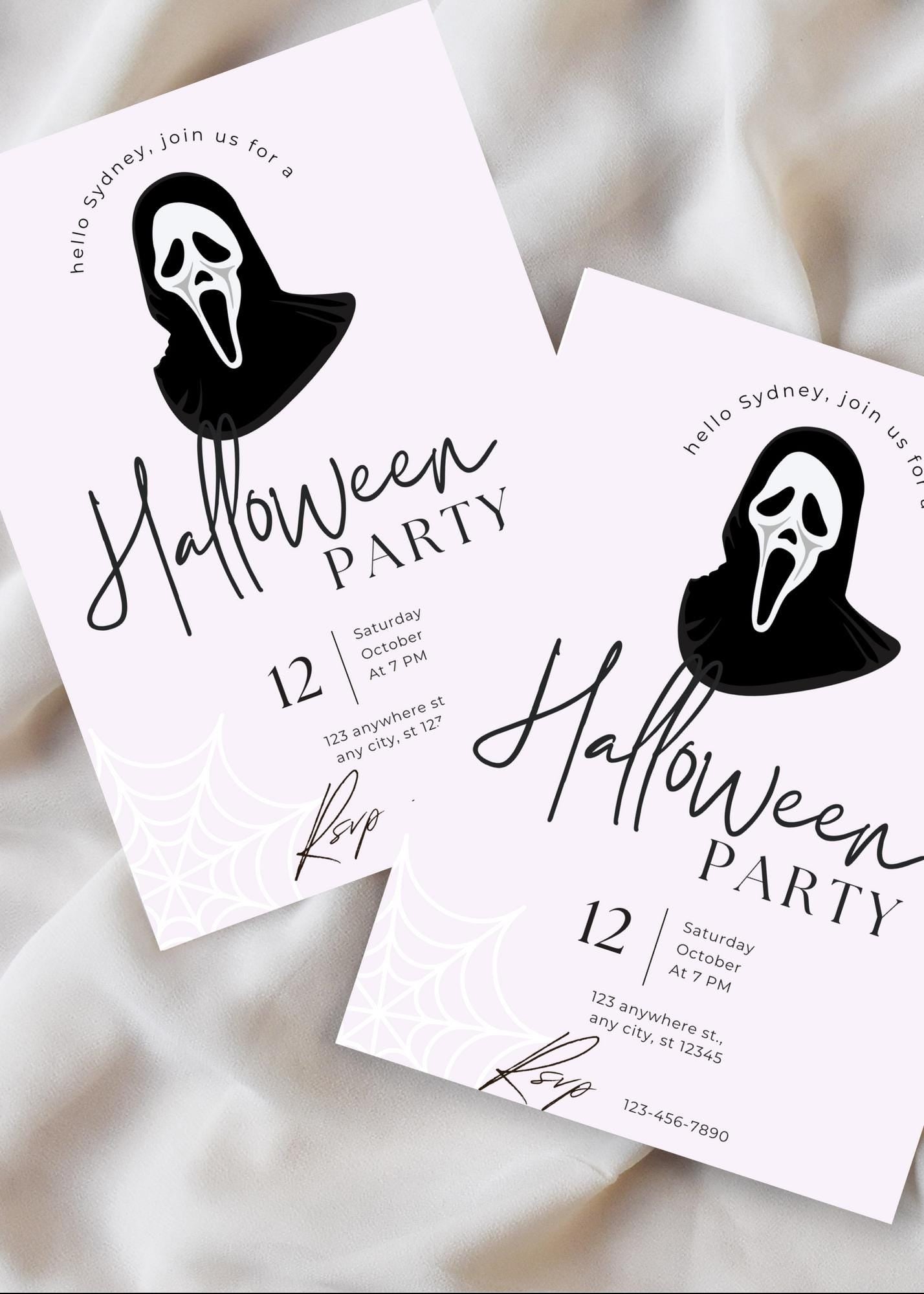 Ghostface Halloween Party Invitation: Scream-Inspired Digital Invite