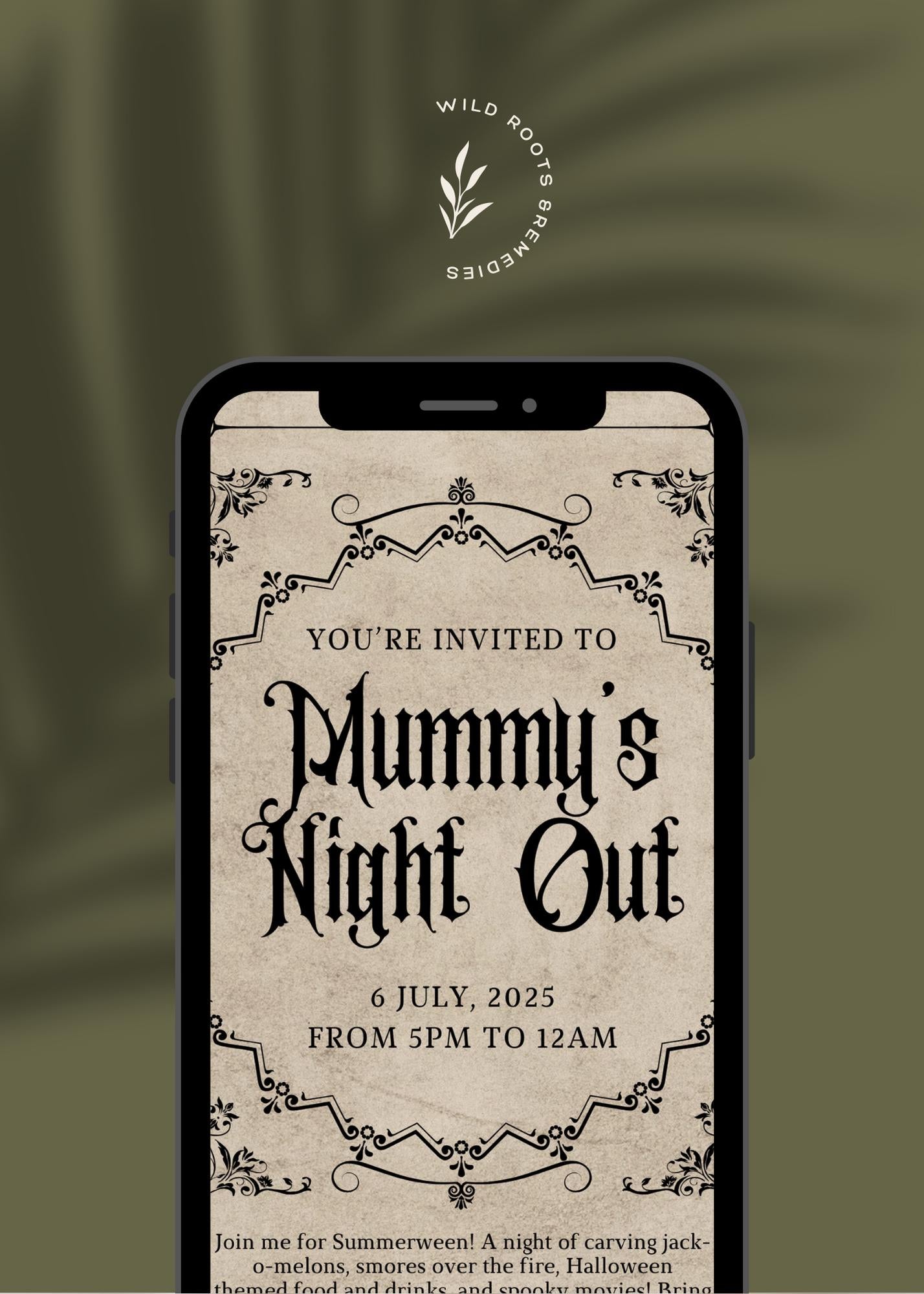 Summerween Invitation: Mummy's Night Out, Editable Halloween Party Invite (Digital Download)
