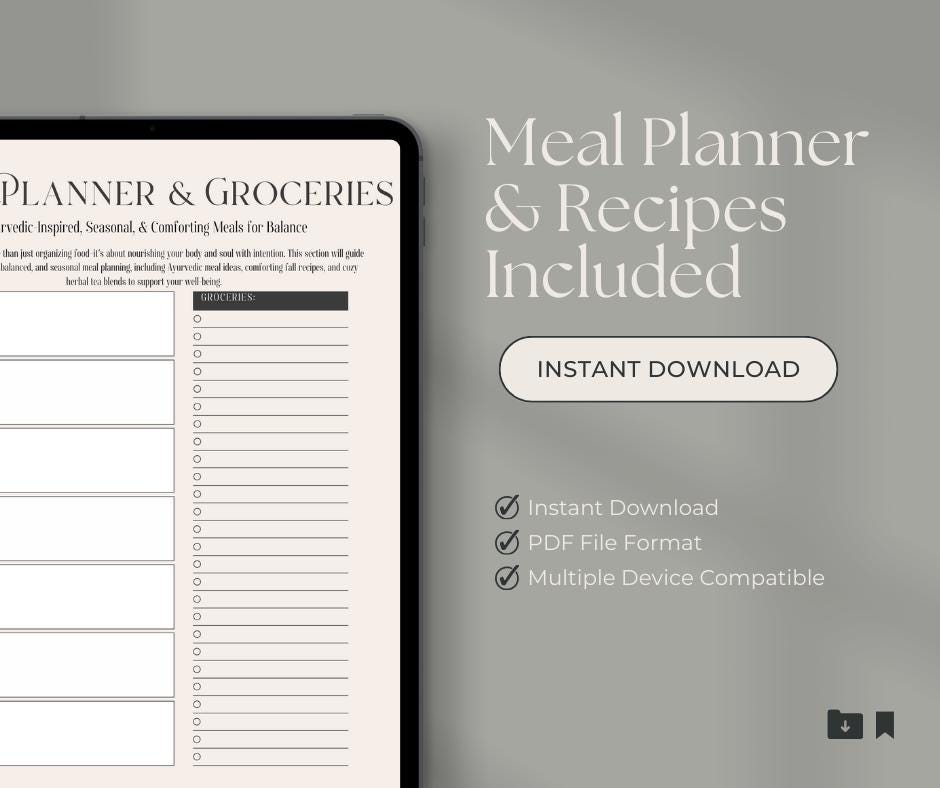 Printable Fall Journal: Cozy Self-Care Planner with Recipes (Digital Download