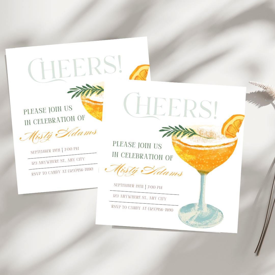 Elegant Cocktail Party Invitation: Cheers Celebration (Digital Download)