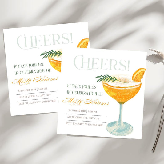 Elegant Cocktail Party Invitation: Cheers Celebration (Digital Download)