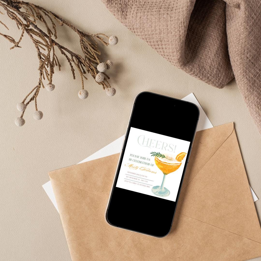 Elegant Cocktail Party Invitation: Cheers Celebration (Digital Download)
