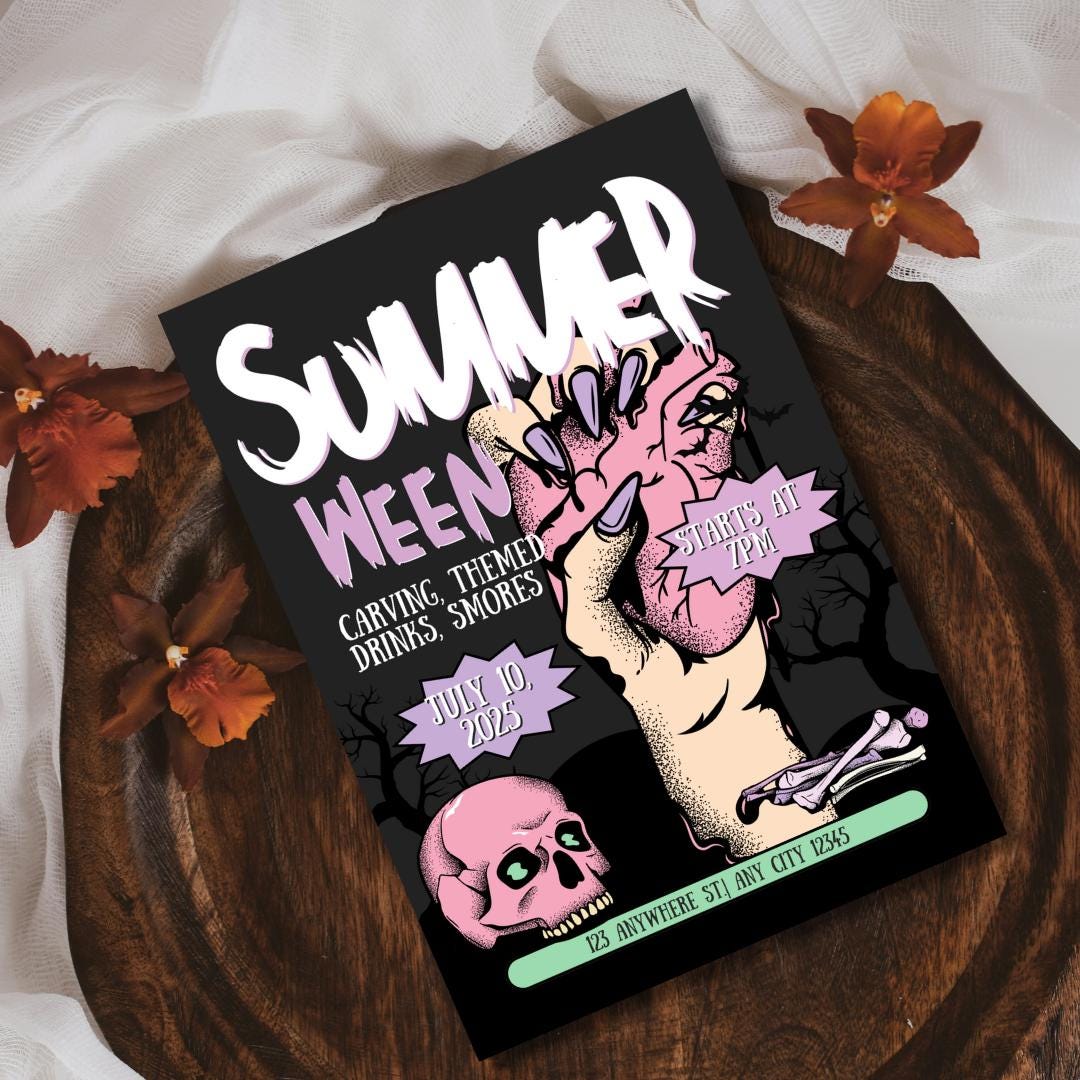 Summerween Party Invitation: Spooky Halloween Theme (Digital Download)