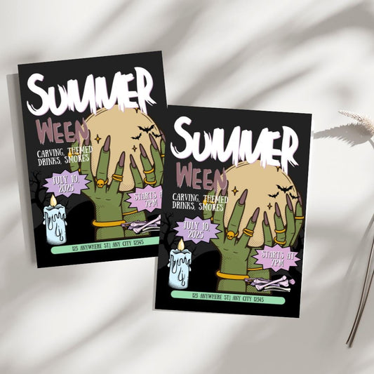 Summerween Party Invitation: Spooky Crystal Ball Design (Digital Download)