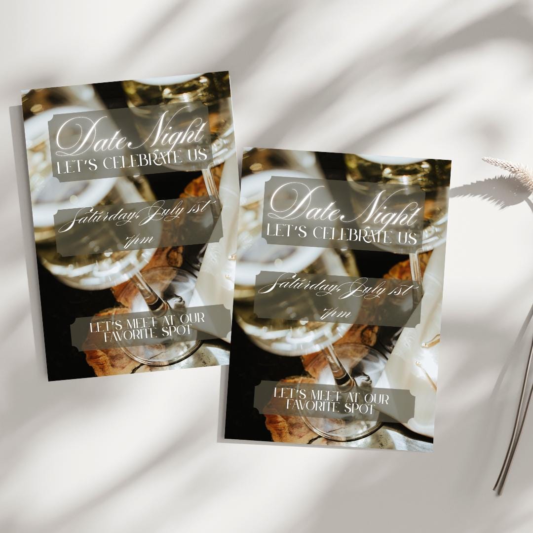 Date Night Invitation: Elegant Couples Dinner Party Invite (Digital Download, 5x7 inches Canva Template)