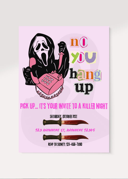 Ghostface Halloween Party Invitation: Pink Scream Invite (Digital Download)