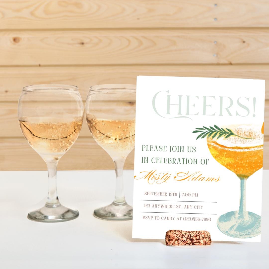 Elegant Cocktail Party Invitation: Cheers Celebration (Digital Download)