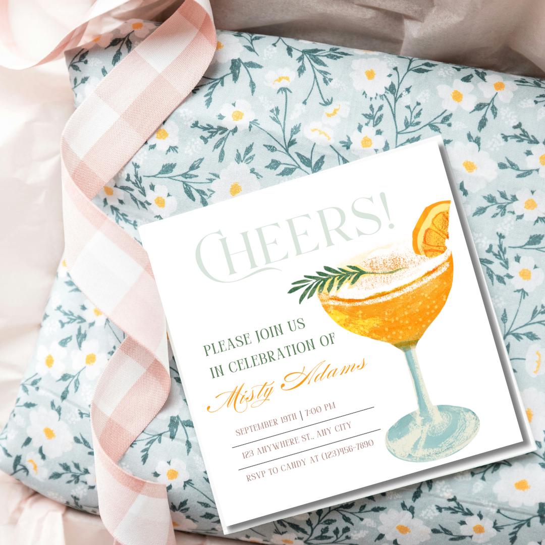 Elegant Cocktail Party Invitation: Cheers Celebration (Digital Download)
