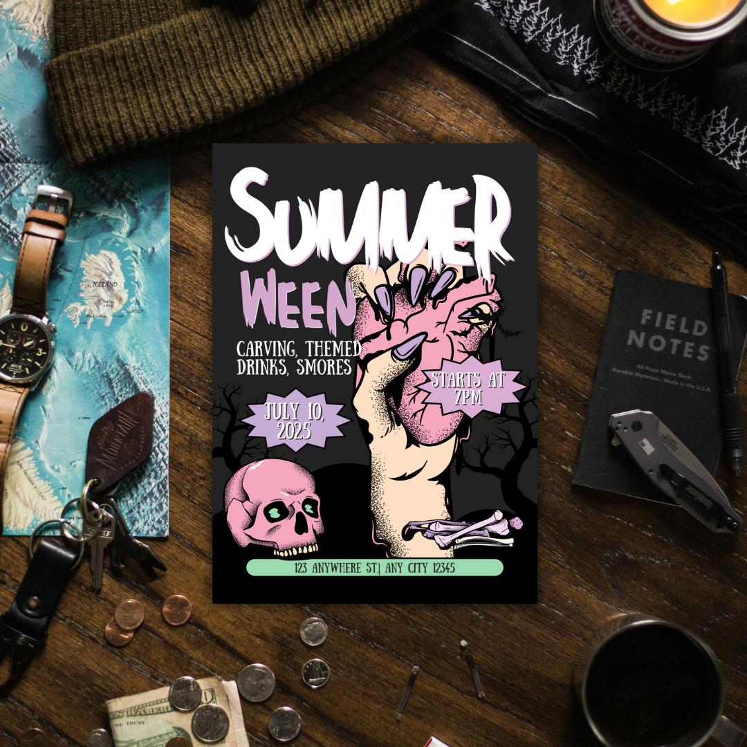 Summerween Party Invitation: Spooky Halloween Theme (Digital Download)