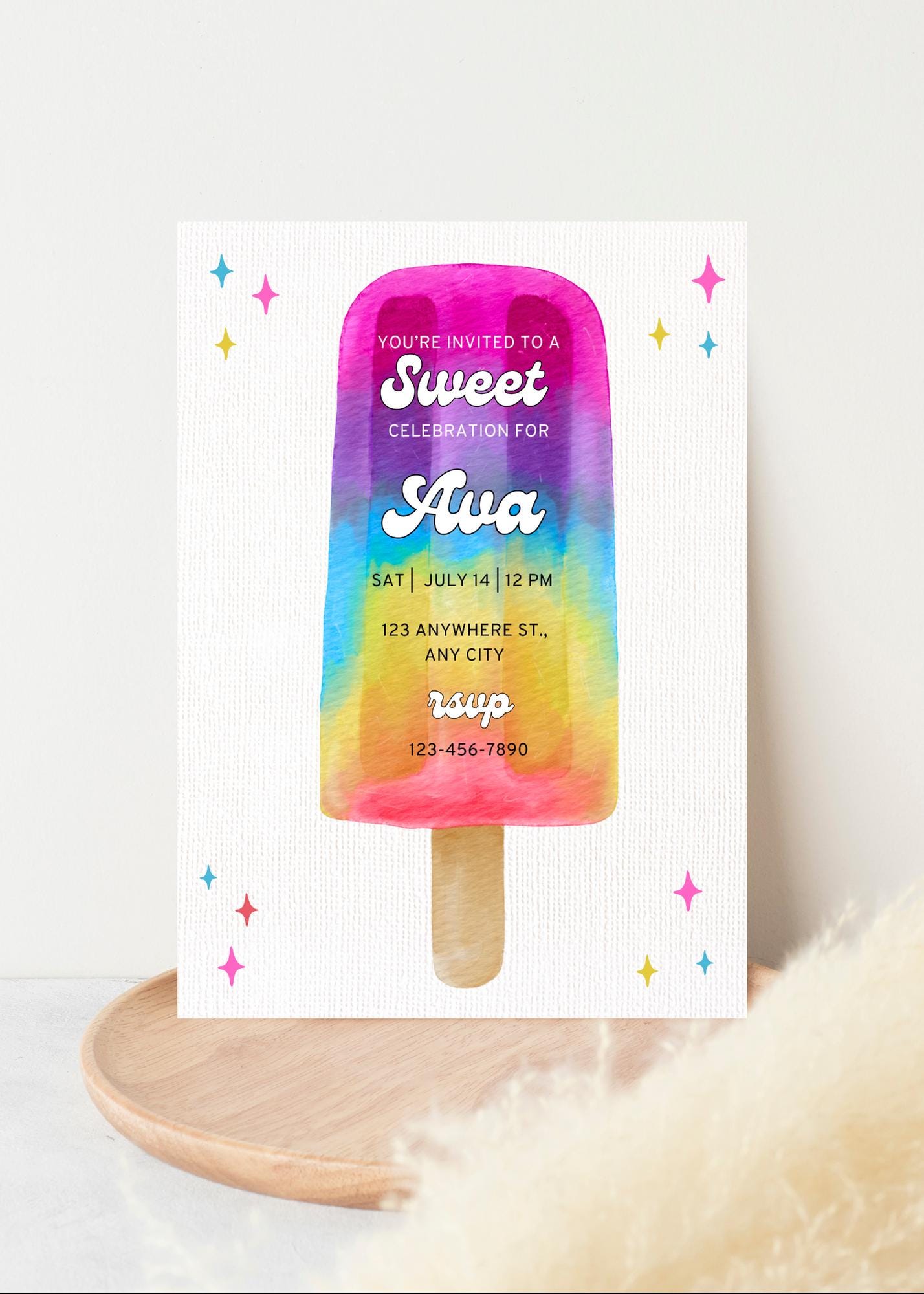 Ice Cream Birthday Invitation: Editable Canva Template (Digital Download)