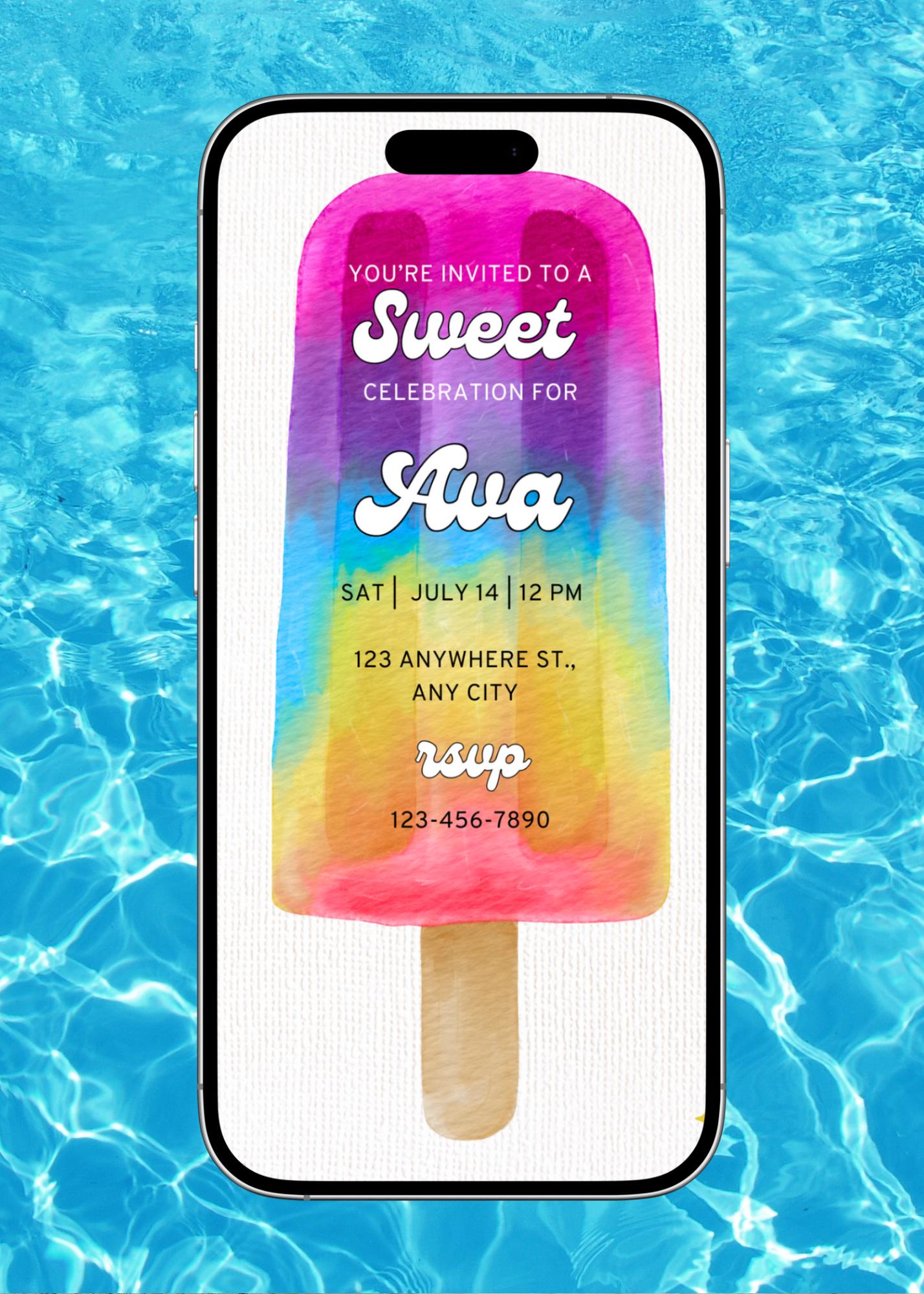 Ice Cream Birthday Invitation: Editable Canva Template (Digital Download)
