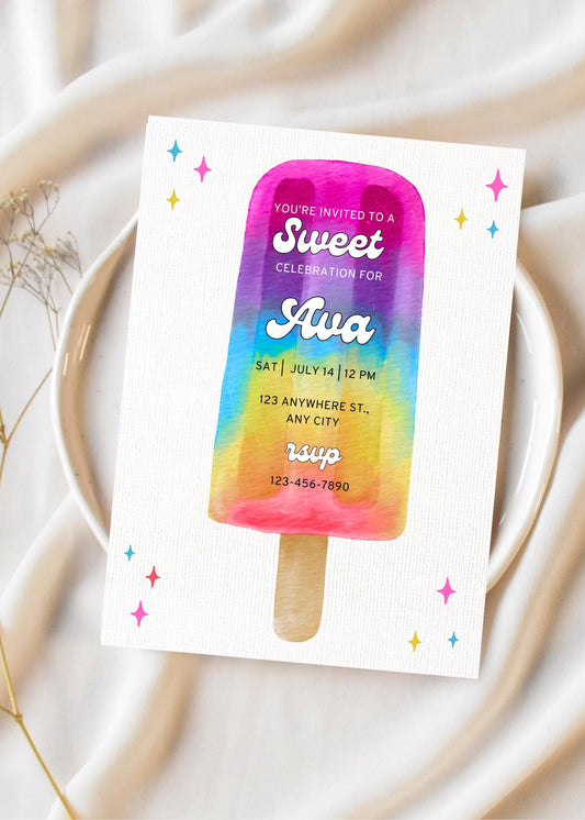 Ice Cream Birthday Invitation: Editable Canva Template (Digital Download)