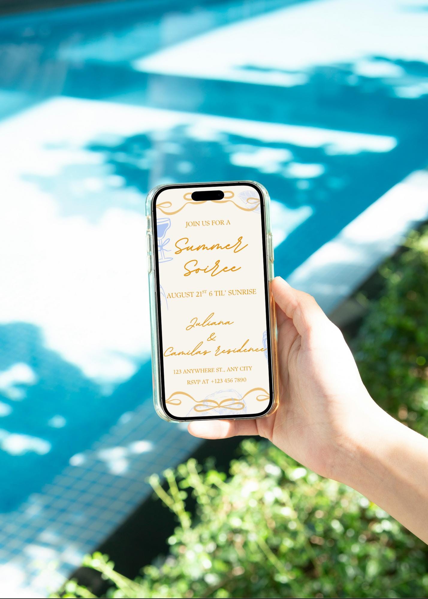 Hand-Drawn Summer Soiree Invitation: Editable Drinks Party Evite (Digital Download, 5x7 inches)