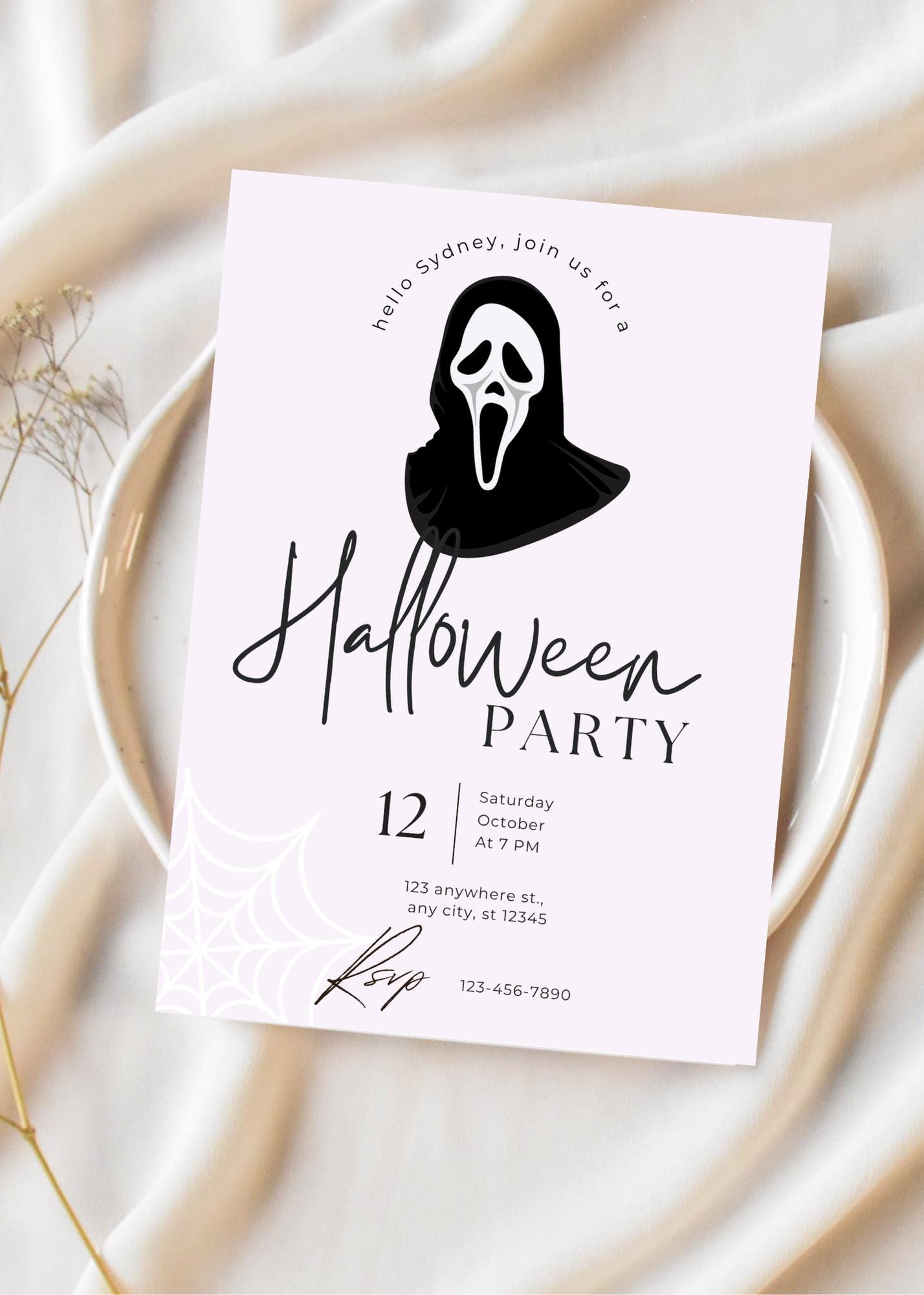 Ghostface Halloween Party Invitation: Scream-Inspired Digital Invite