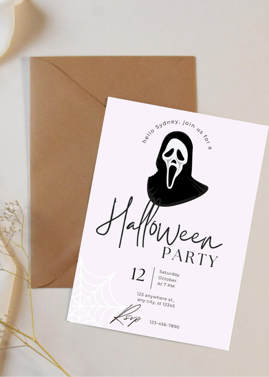 Ghostface Halloween Party Invitation: Scream-Inspired Digital Invite