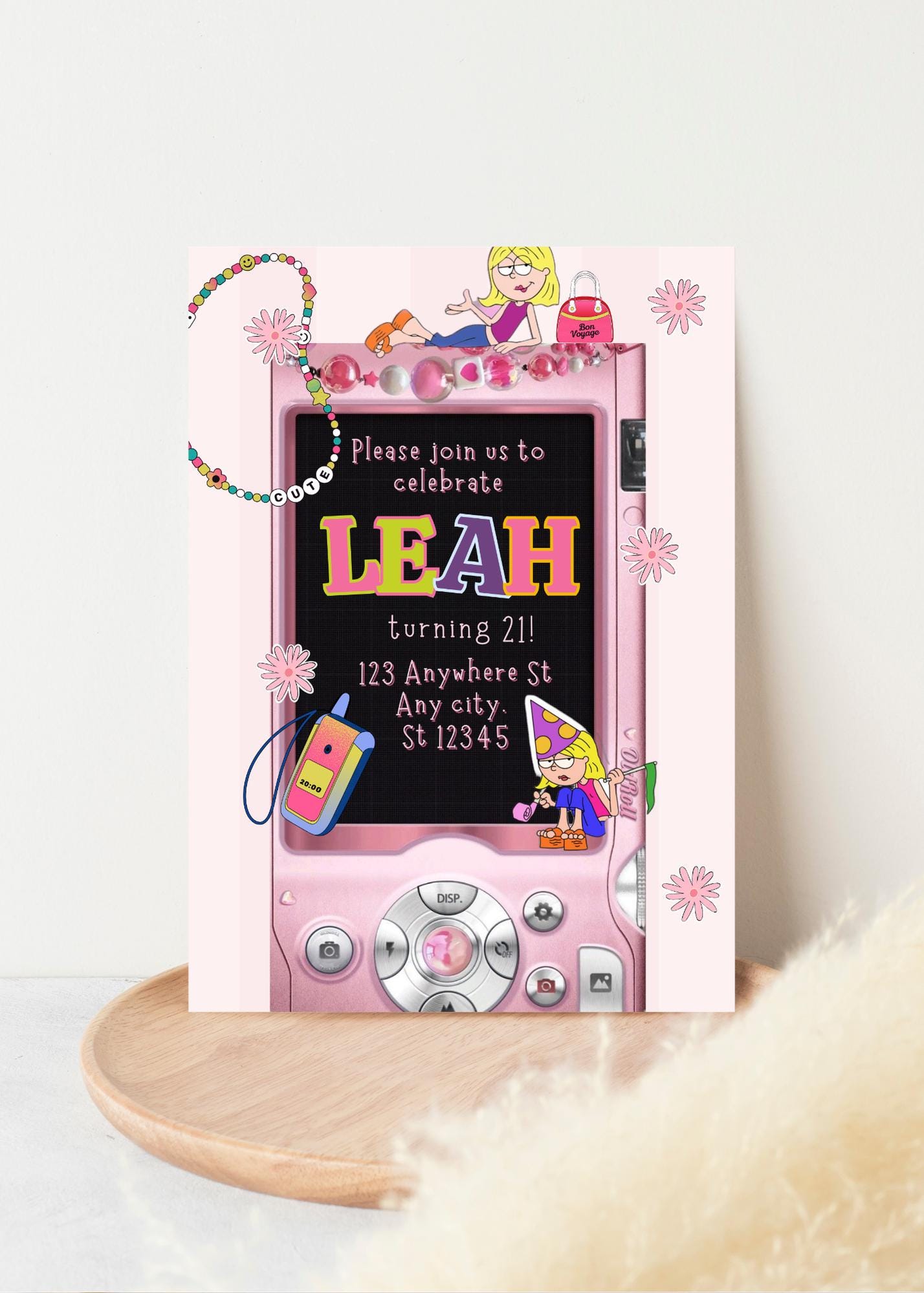 2000's Birthday Invite, Lizzie McGuire, Camera Birthday Invitation, Digital Download