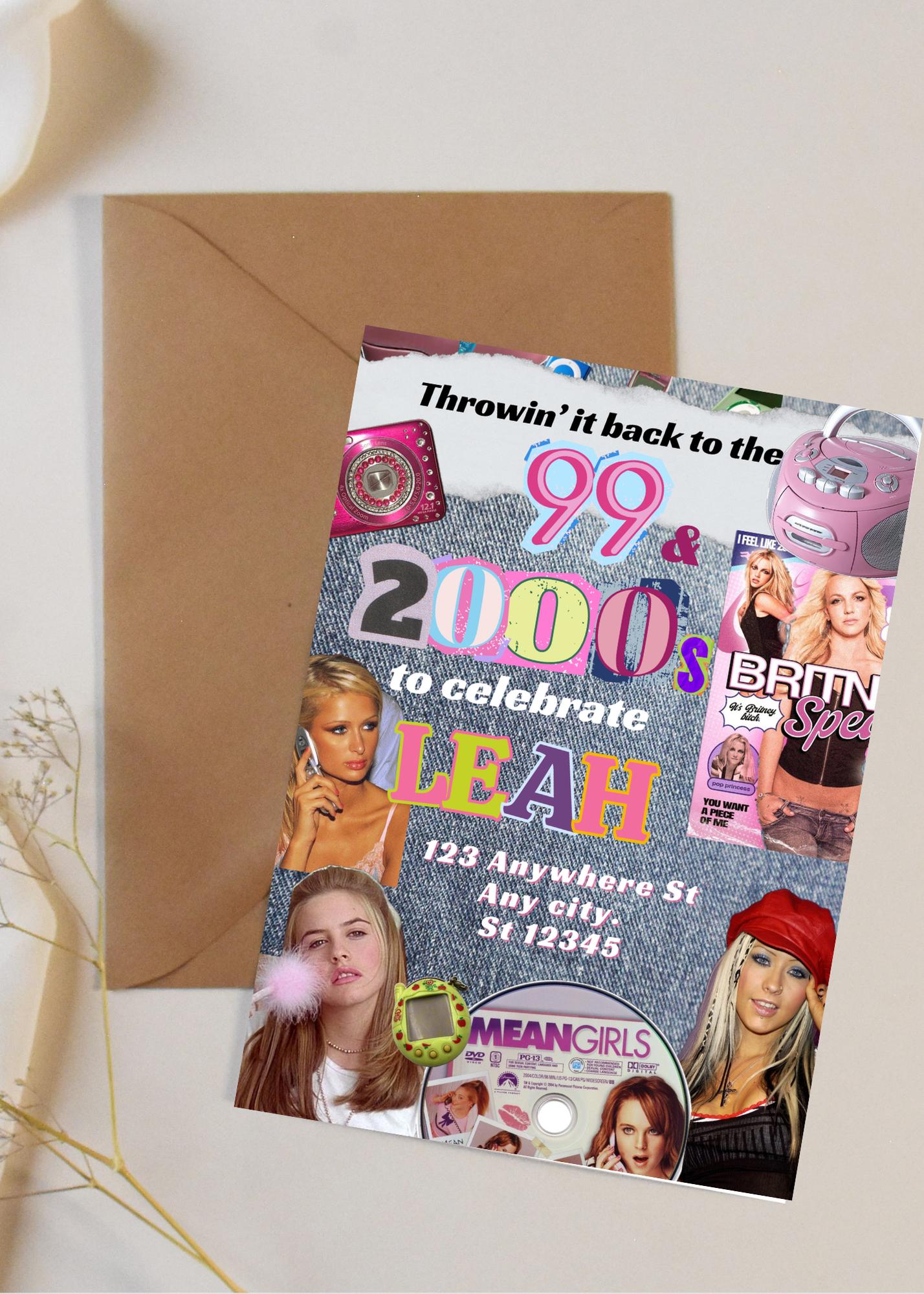 Y2K Birthday Party Invitation: 2000s Theme, Editable Template (Digital Download)
