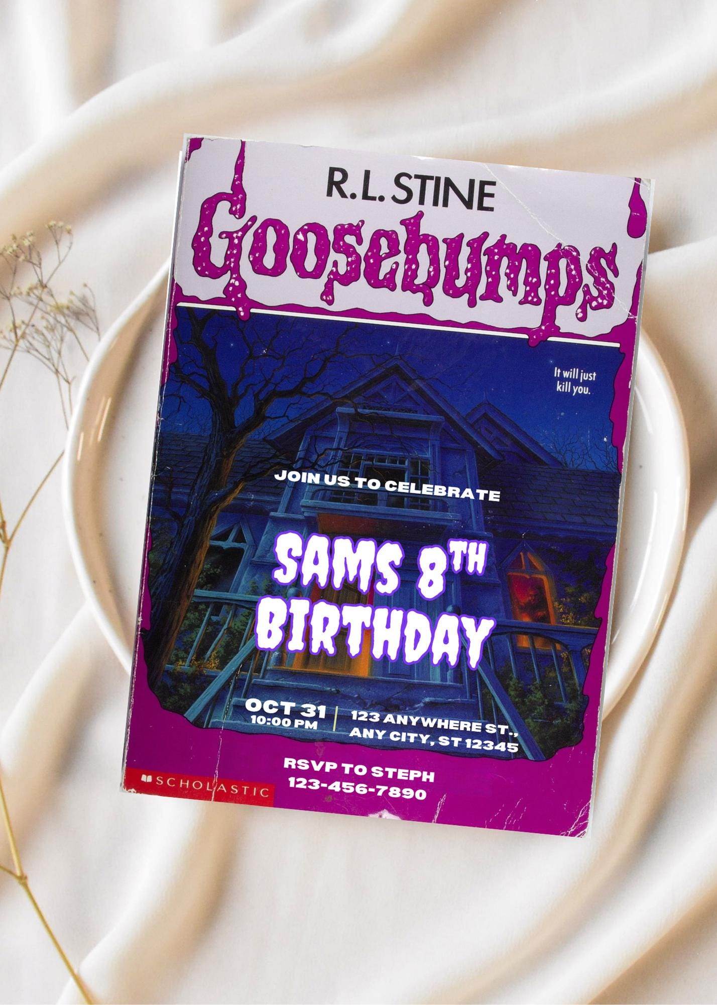 Goosebumps Birthday Invitation | Spooky 90s Horror Party Invite (Digital Download)