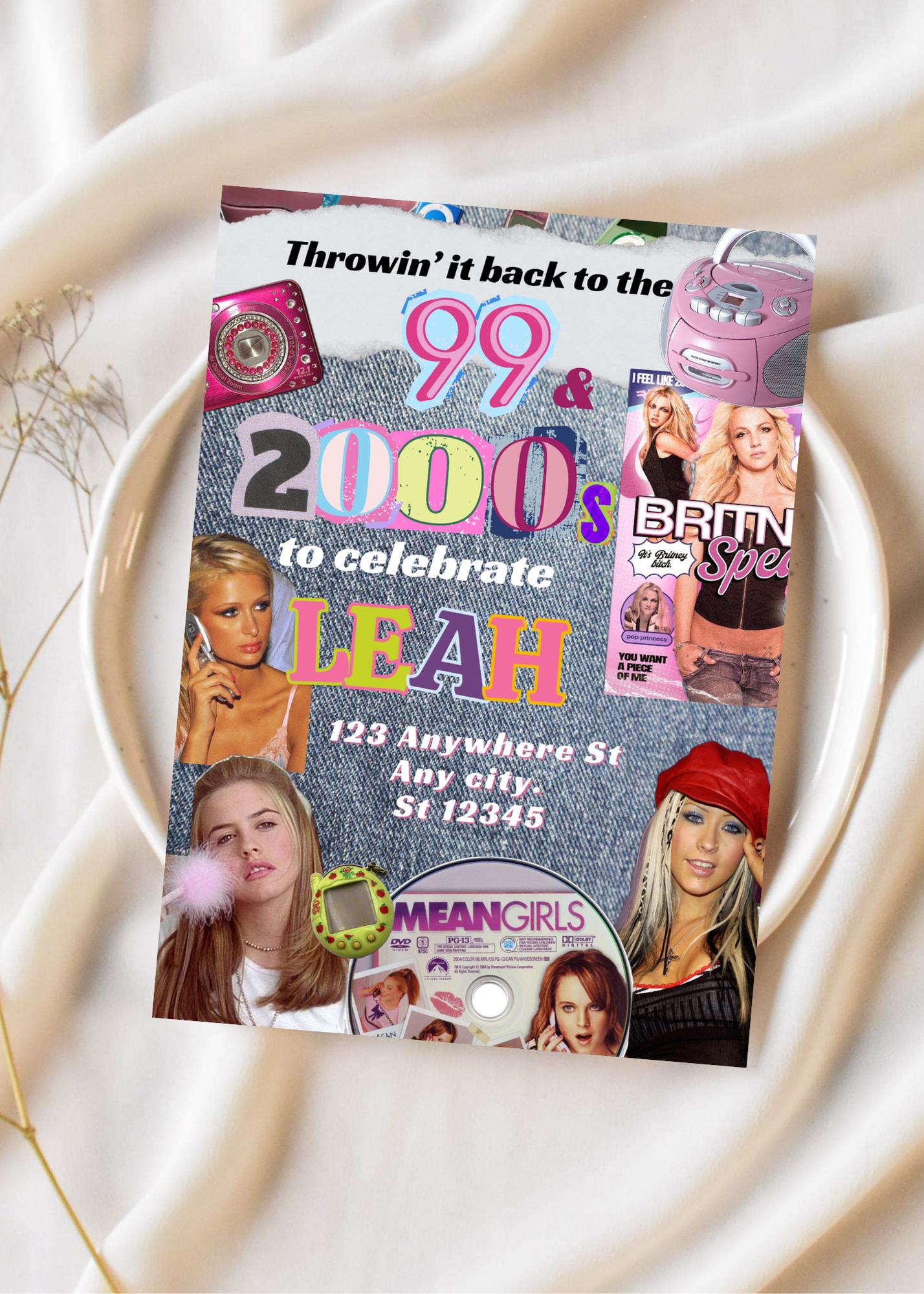 Y2K Birthday Party Invitation: 2000s Theme, Editable Template (Digital Download)