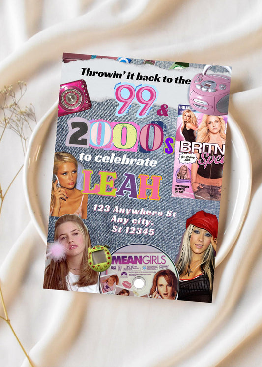 Y2K Birthday Party Invitation: 2000s Theme, Editable Template (Digital Download)