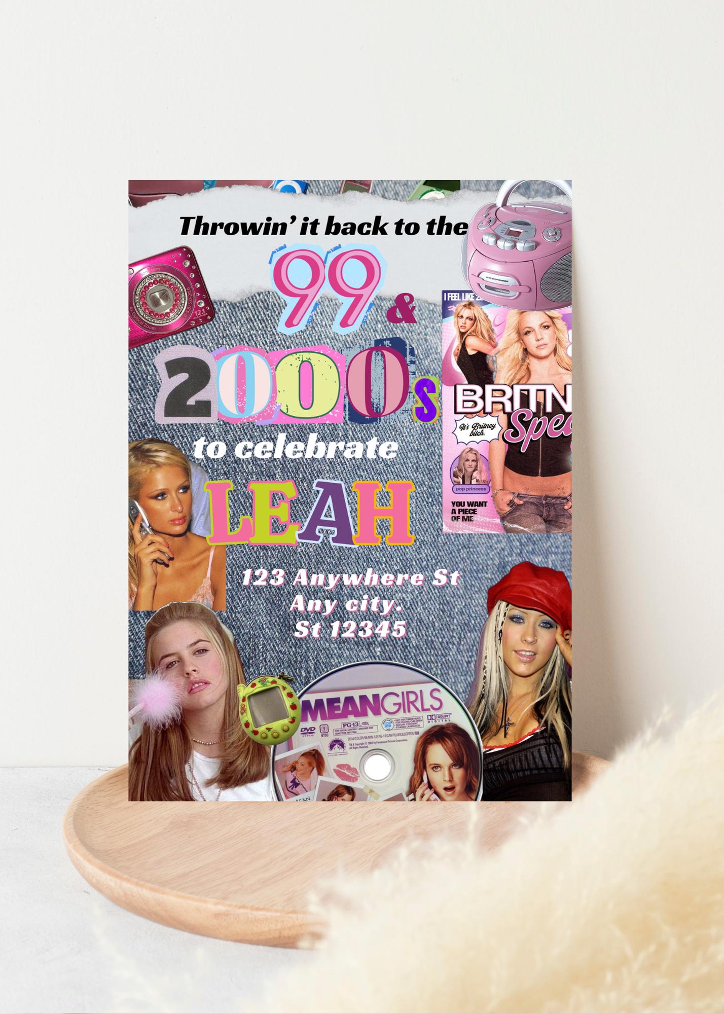 Y2K Birthday Party Invitation: 2000s Theme, Editable Template (Digital Download)