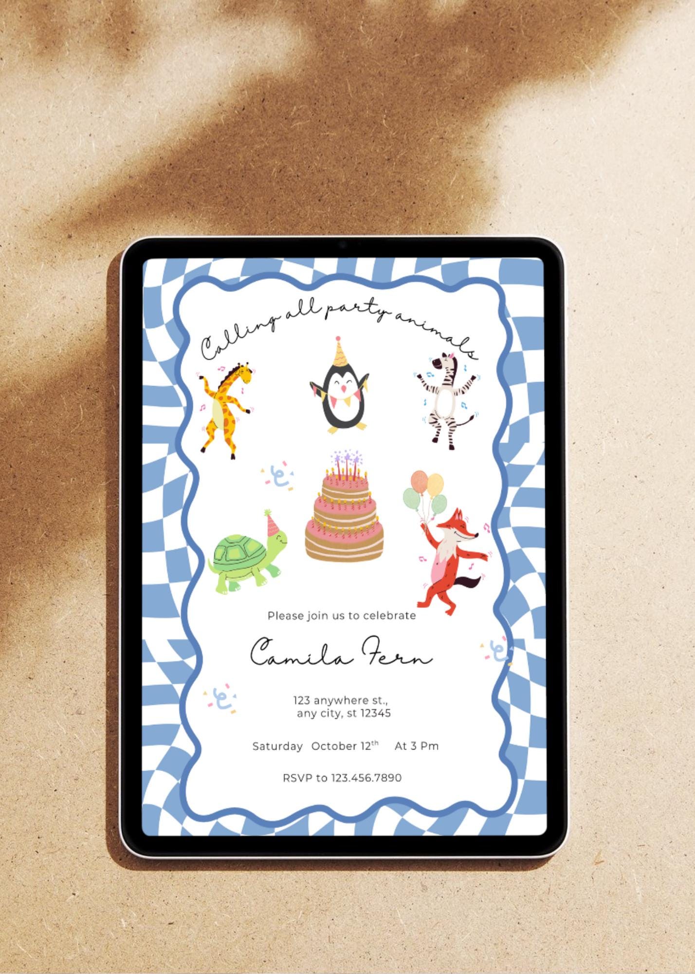 Calling All Party Animals Birthday Invitation: Safari Party Digital Download
