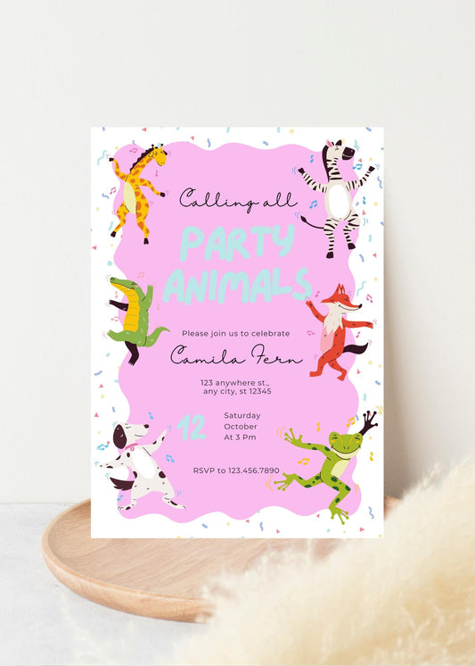Safari Party Animals Birthday Invitation: Confetti Animal Invite (Digital Download)