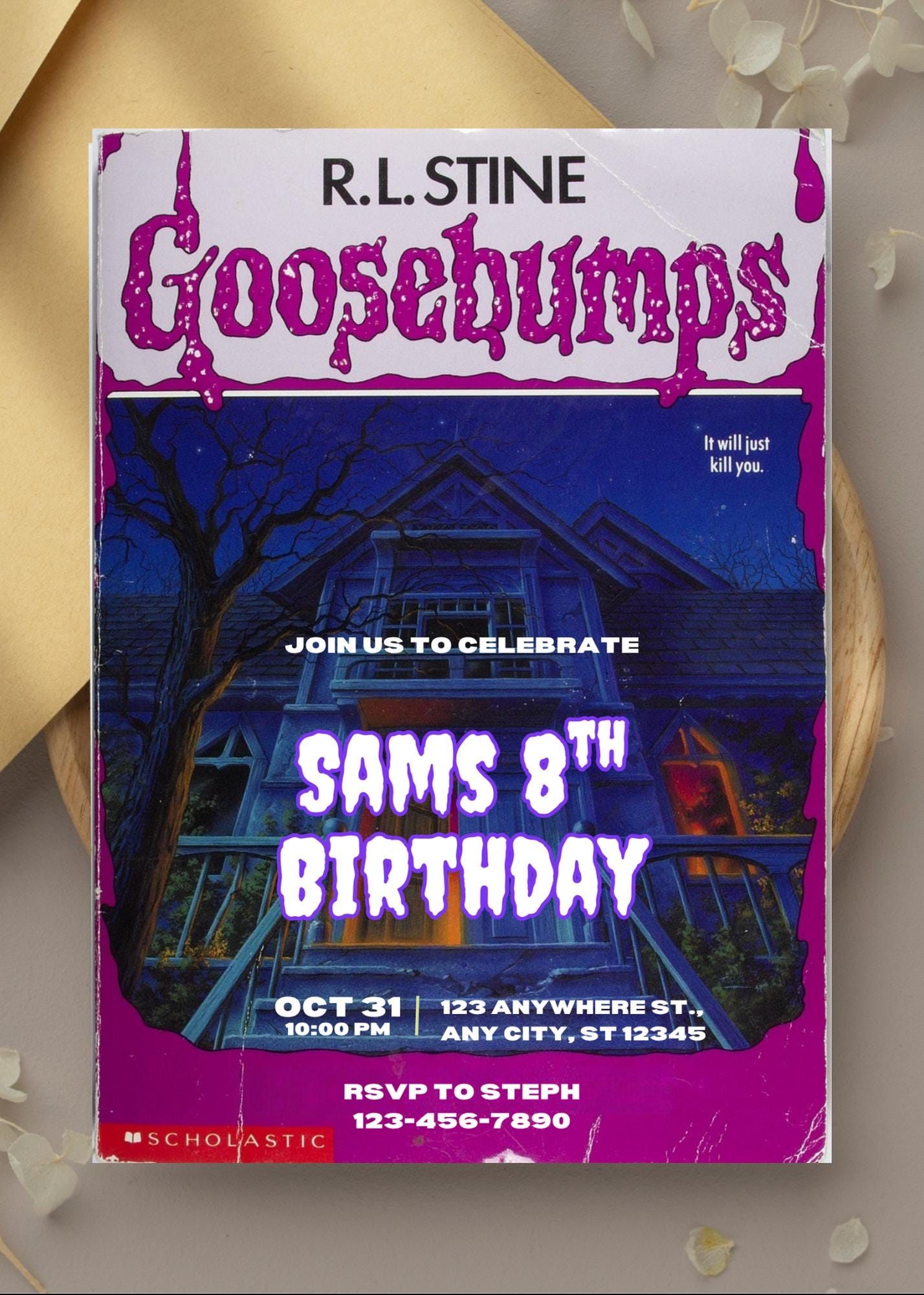 Goosebumps Birthday Invitation | Spooky 90s Horror Party Invite (Digital Download)