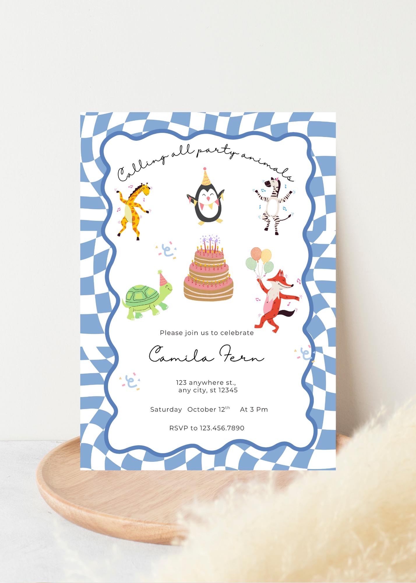 Calling All Party Animals Birthday Invitation: Safari Party Digital Download