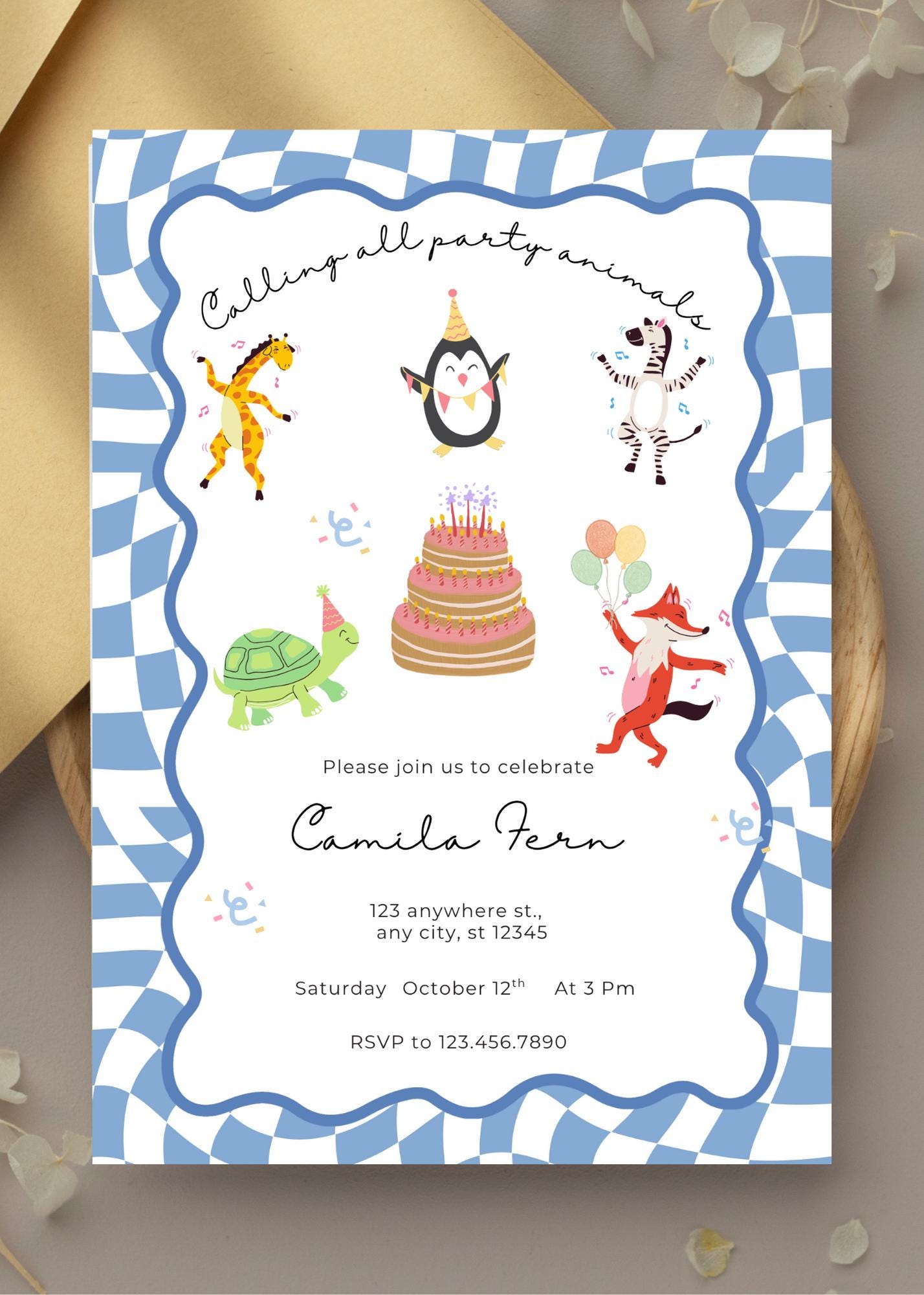 Calling All Party Animals Birthday Invitation: Safari Party Digital Download
