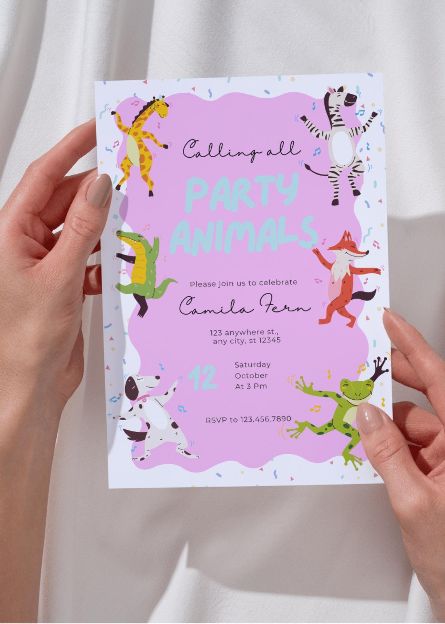 Safari Party Animals Birthday Invitation: Confetti Animal Invite (Digital Download)